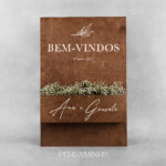 Placa de Boas-Vindas - Cavalete Nogal